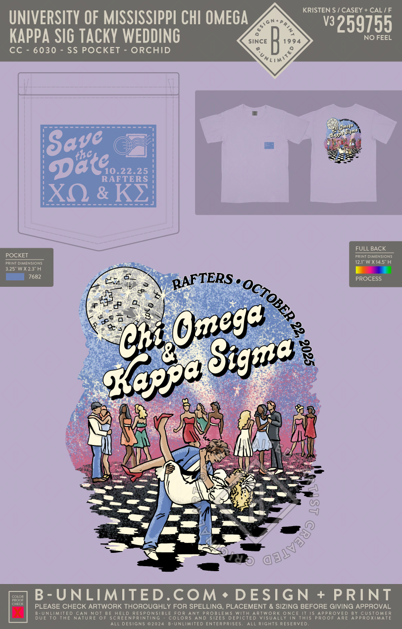 University of Mississippi Chi Omega - Kappa Sig Tacky Wedding - CC - 6030 - SS Pocket - Orchid