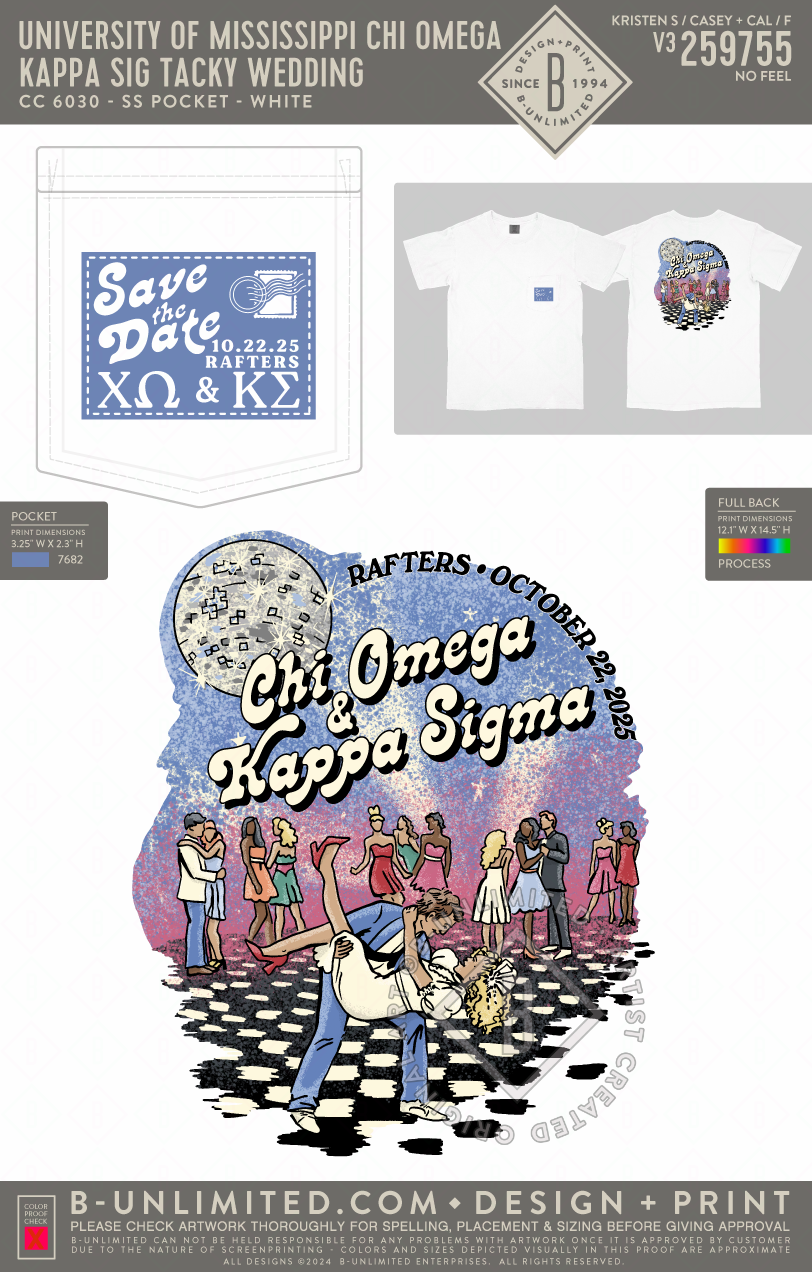 University of Mississippi Chi Omega - Kappa Sig Tacky Wedding - CC - 6030 - SS Pocket - White