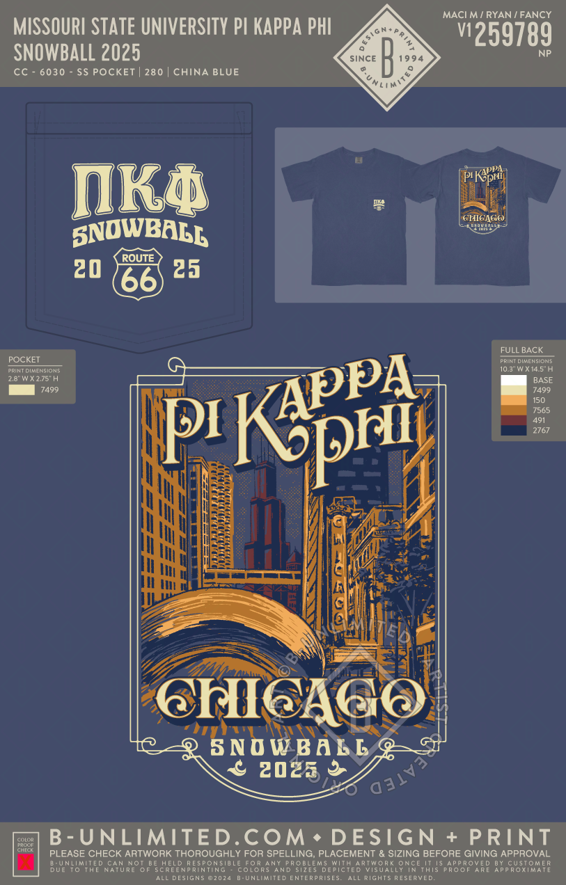 Missouri State University Pi Kappa Phi - Snowball 2025 - CC - 6030 - SS Pocket - China Blue