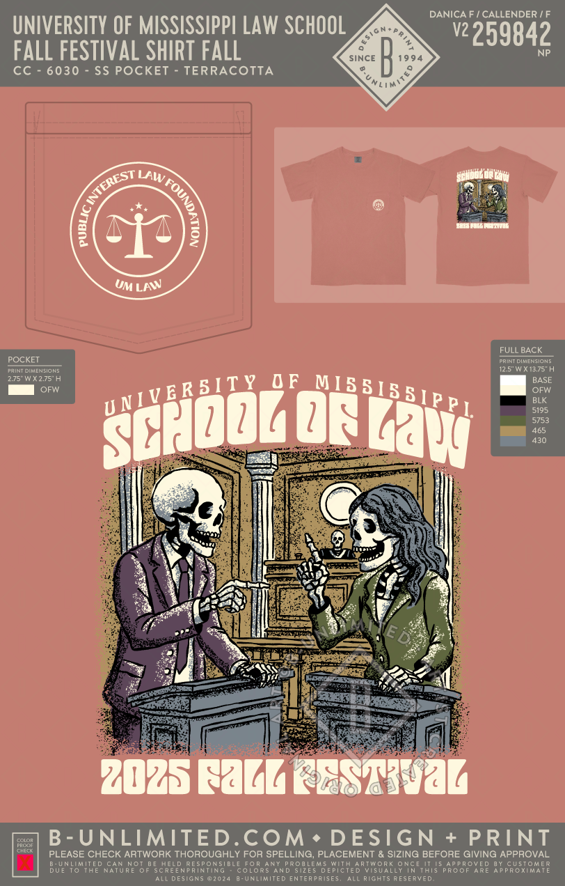 University of Mississippi Law School - Fall Festival Shirt Fall - CC - 6030 - SS Pocket - Terracotta