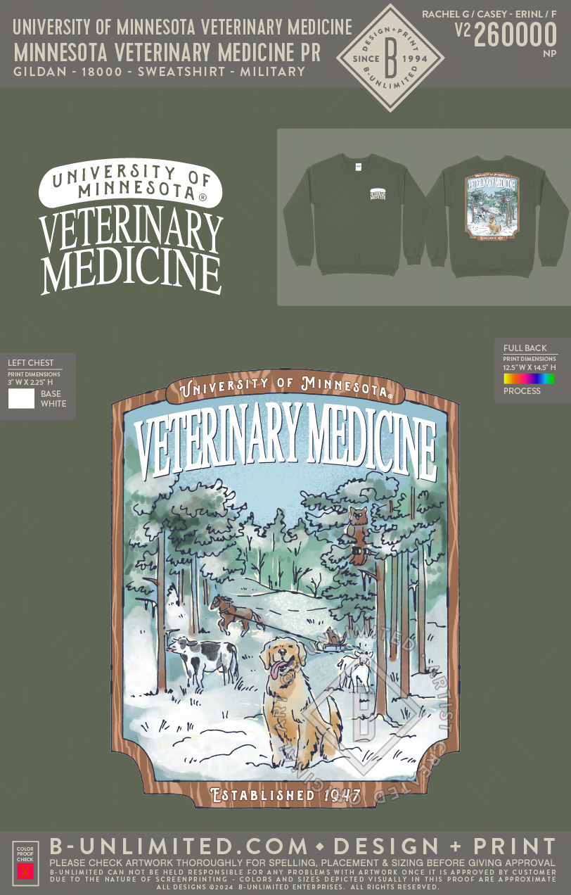 University of Minnesota Veterinary Medicine - Minnesota Veterinary Medicine PR - Gildan - 18000 - Crewneck Sweatshirt - Military Green