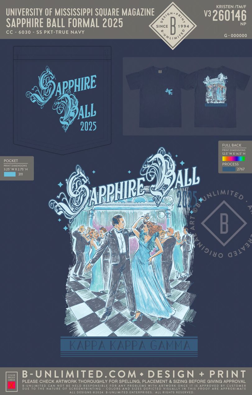 University of Mississippi Kappa Kappa Gamma - Sapphire Ball Formal 2025 - CC - 6030 - SS Pocket - True Navy