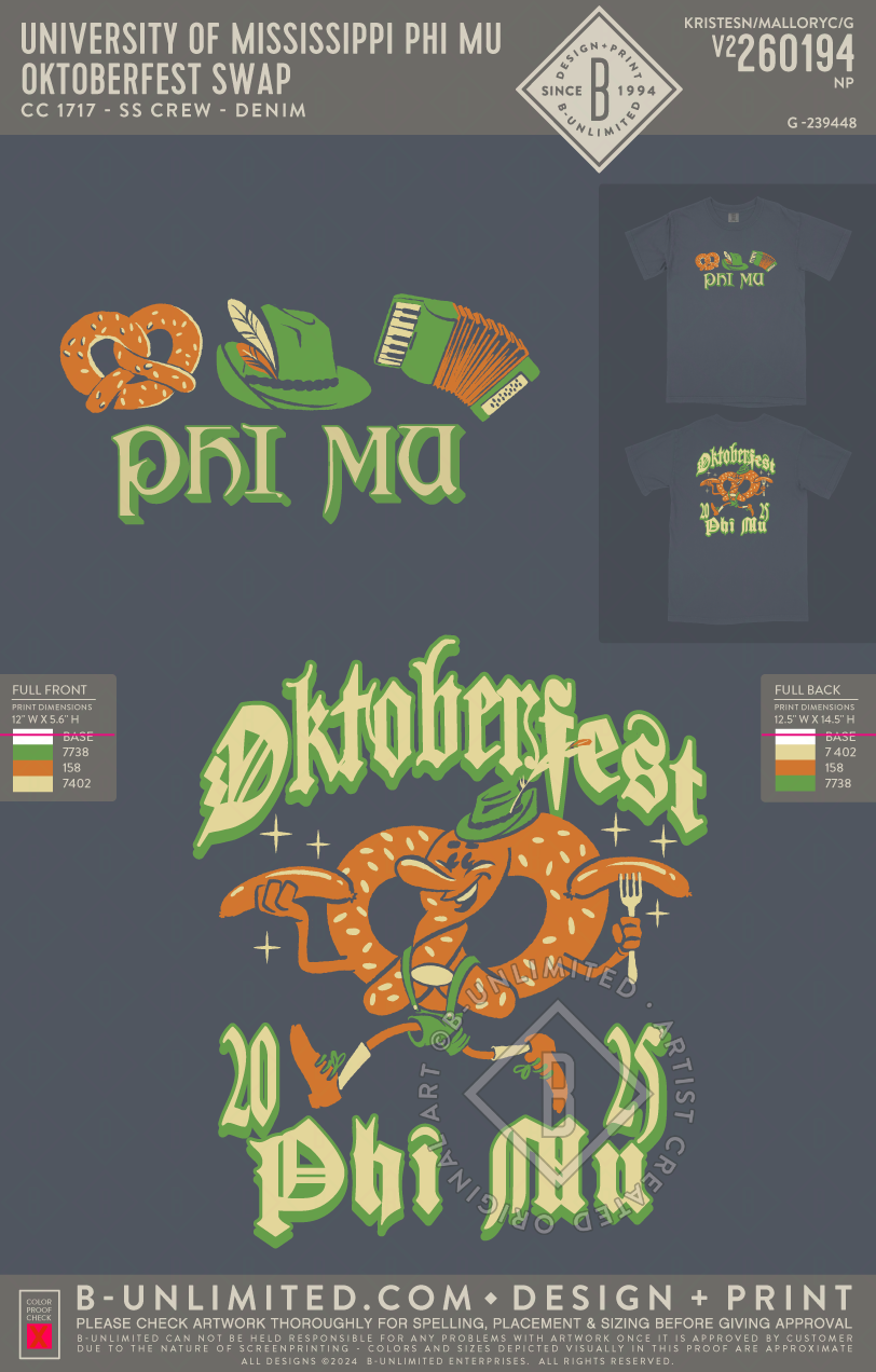 University of Mississippi Phi Mu - Oktoberfest Swap - CC - 1717 - SS Crew - Denim