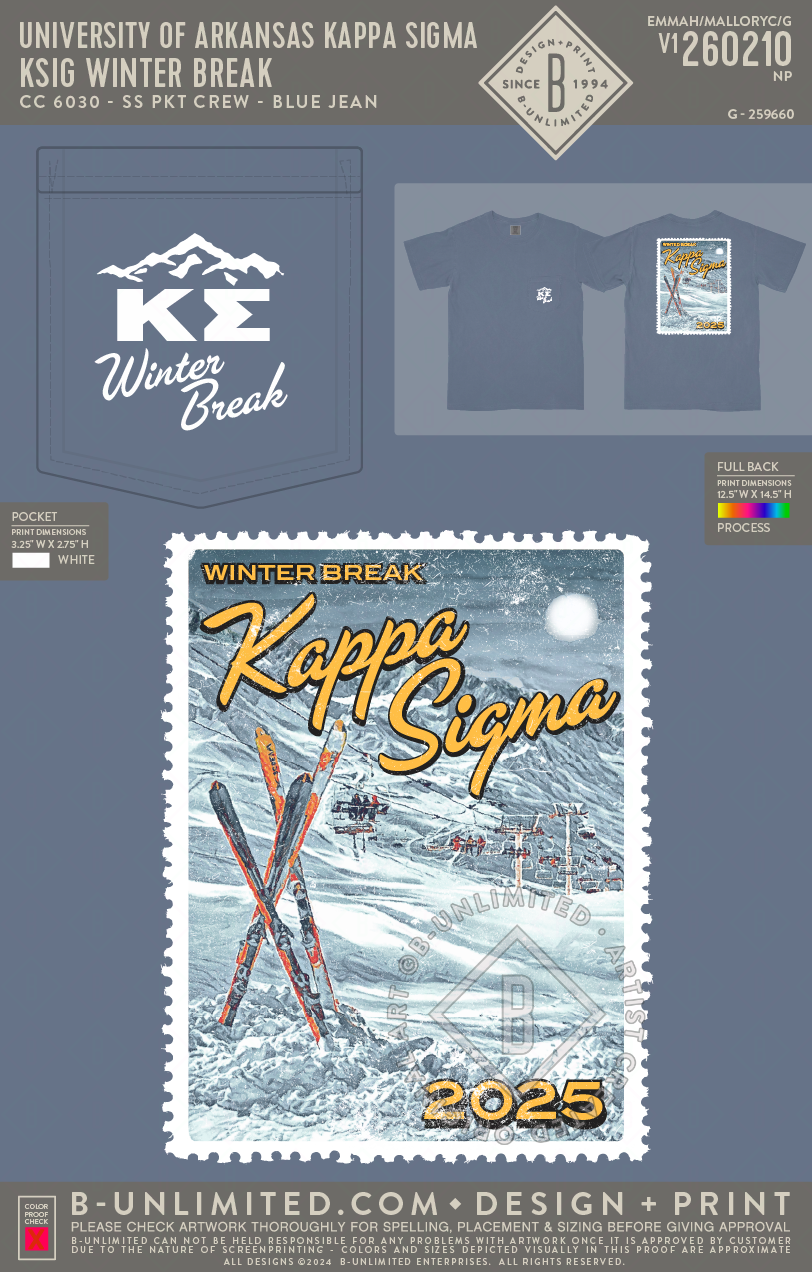 University of Arkansas Kappa Sigma - KSIG Winter Break - CC - 6030 - SS Pocket - Blue Jean