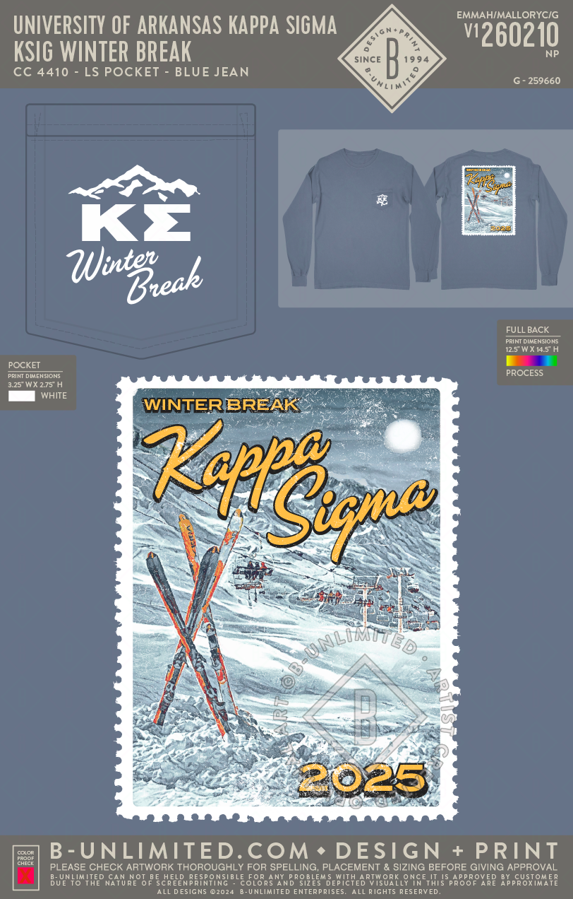 University of Arkansas Kappa Sigma - KSIG Winter Break - CC - 4410 - LS Pocket - Blue Jean