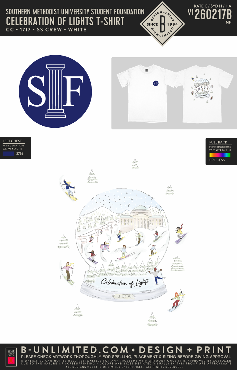 Southern Methodist University Student Foundation - Celebration Of Lights T-Shirt - CC - 1717 - SS Crew - White