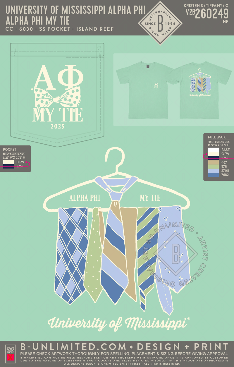 University of Mississippi Alpha Phi - Alpha Phi My Tie - CC - 6030 - SS Pocket - Island Reef