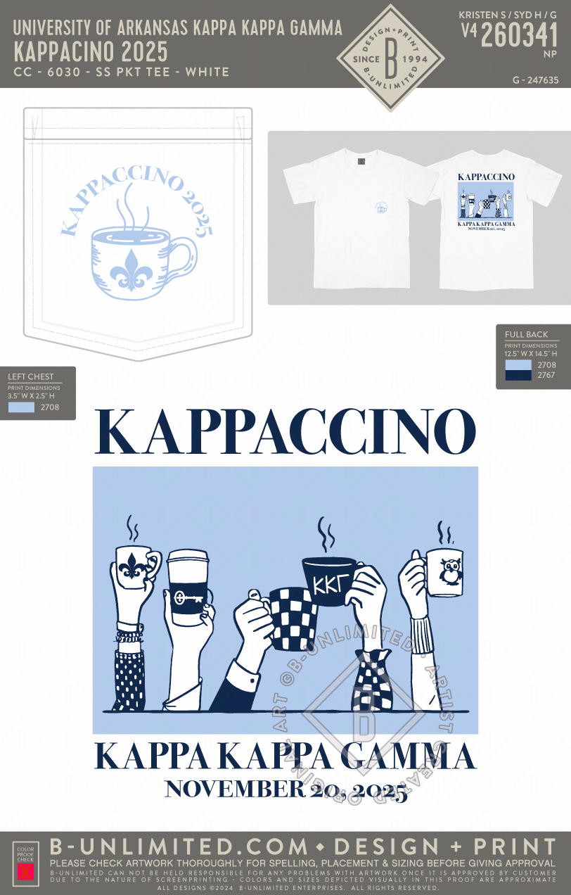 University of Arkansas Kappa Kappa Gamma - Kappaccino 2025 - CC - 6030 - SS Pocket - White