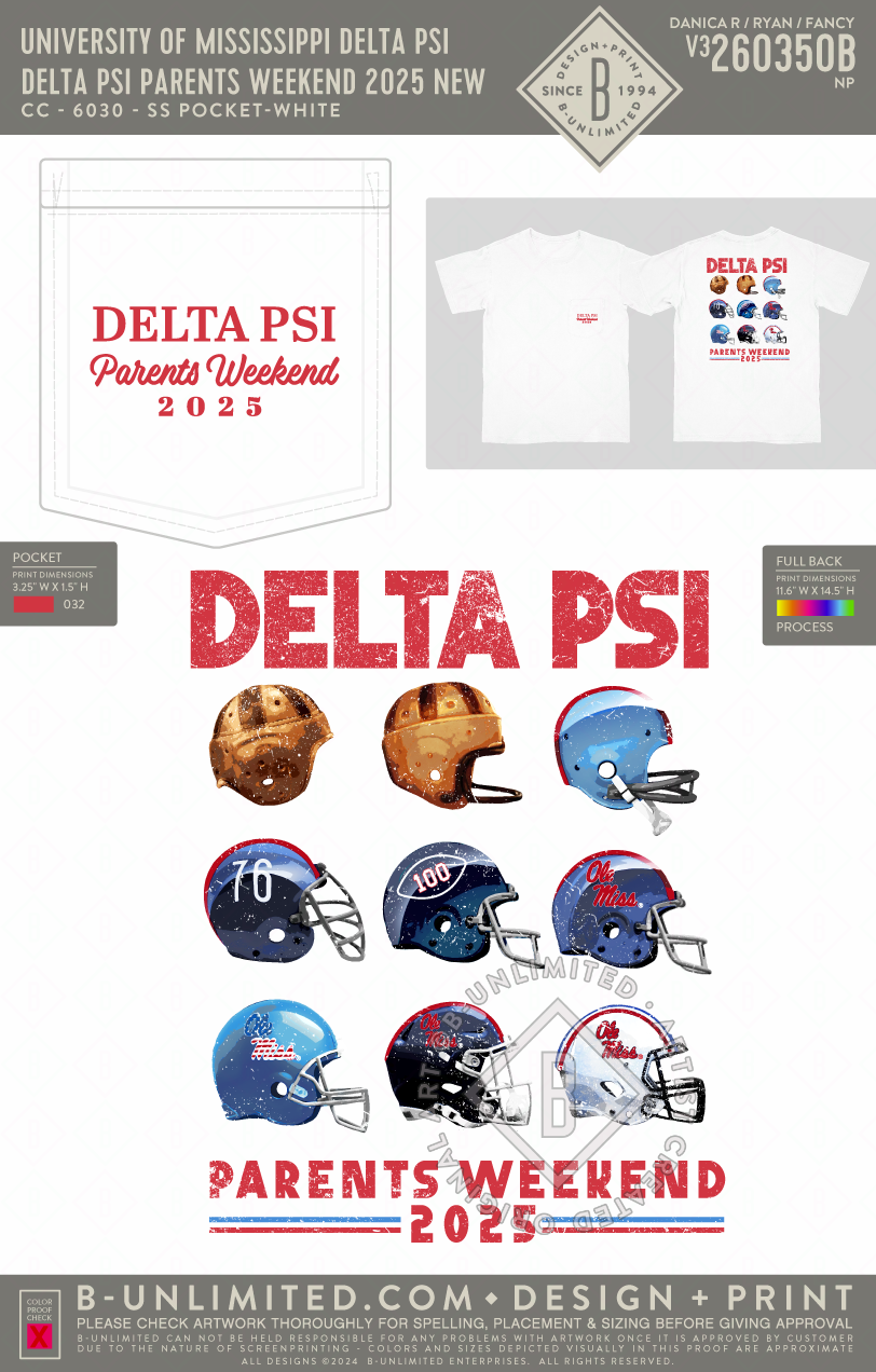 University of Mississippi Delta Psi - Delta Psi Parents Weekend 2025 NEW - CC - 6030 - SS Pocket - White