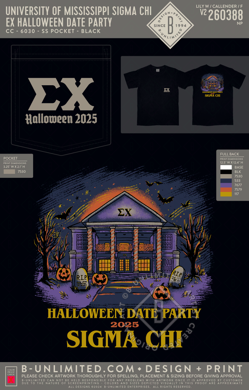 University of Mississippi Sigma Chi - EX Halloween Date Party - CC - 6030 - SS Pocket - Black