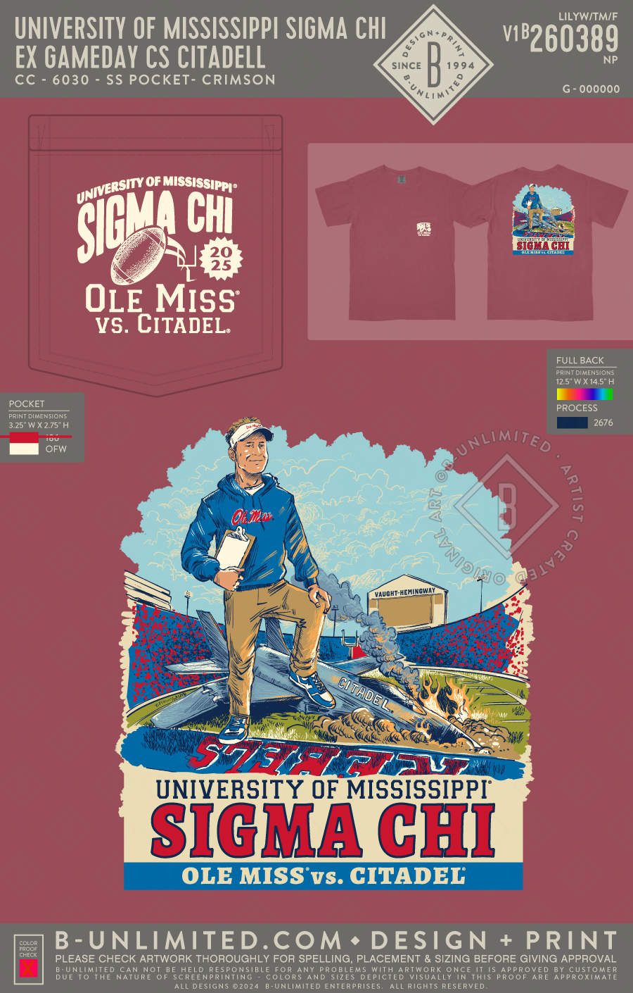 University of Mississippi Sigma Chi - EX Gameday vs Citadel - CC - 6030 - SS Pocket - Crimson