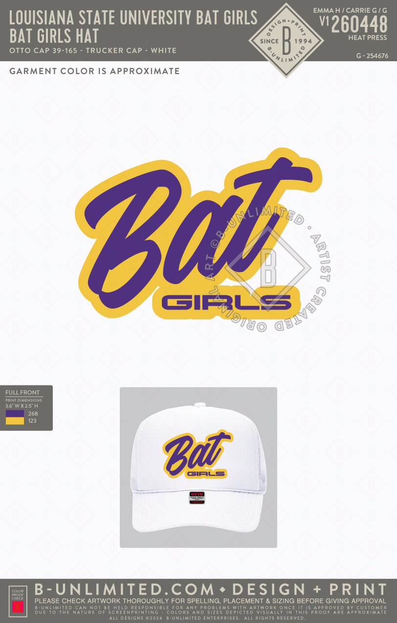 Louisiana State University Bat Girls - Bat Girls Hat - Otto Cap - 39-165 - Foam Trucker Hat - White