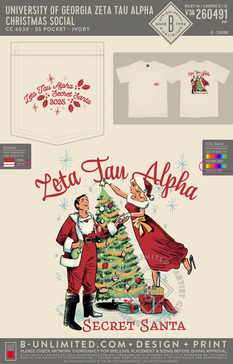 University of Georgia Zeta Tau Alpha - Christmas Social - CC - 6030 - SS Pocket - Ivory