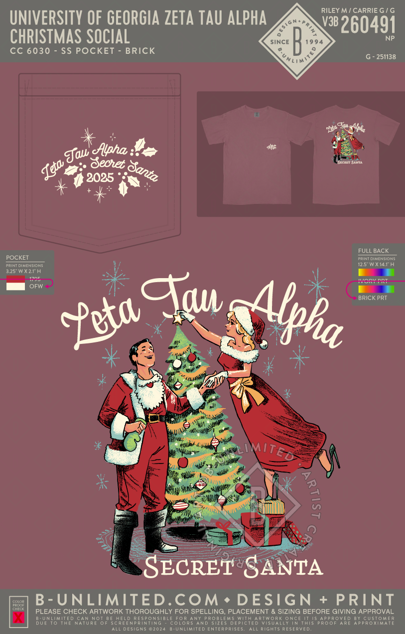 University of Georgia Zeta Tau Alpha - Christmas Social - CC - 6030 - SS Pocket - Brick