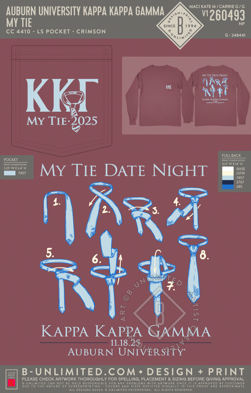 Auburn University Kappa Kappa Gamma - My Tie - CC - 4410 - LS Pocket - Crimson