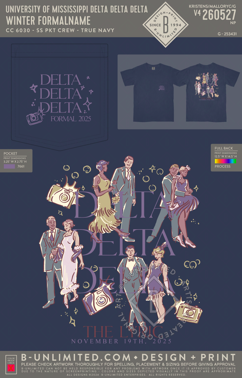 University of Mississippi Delta Delta Delta - Winter Formal - CC - 6030 - SS Pocket - True Navy