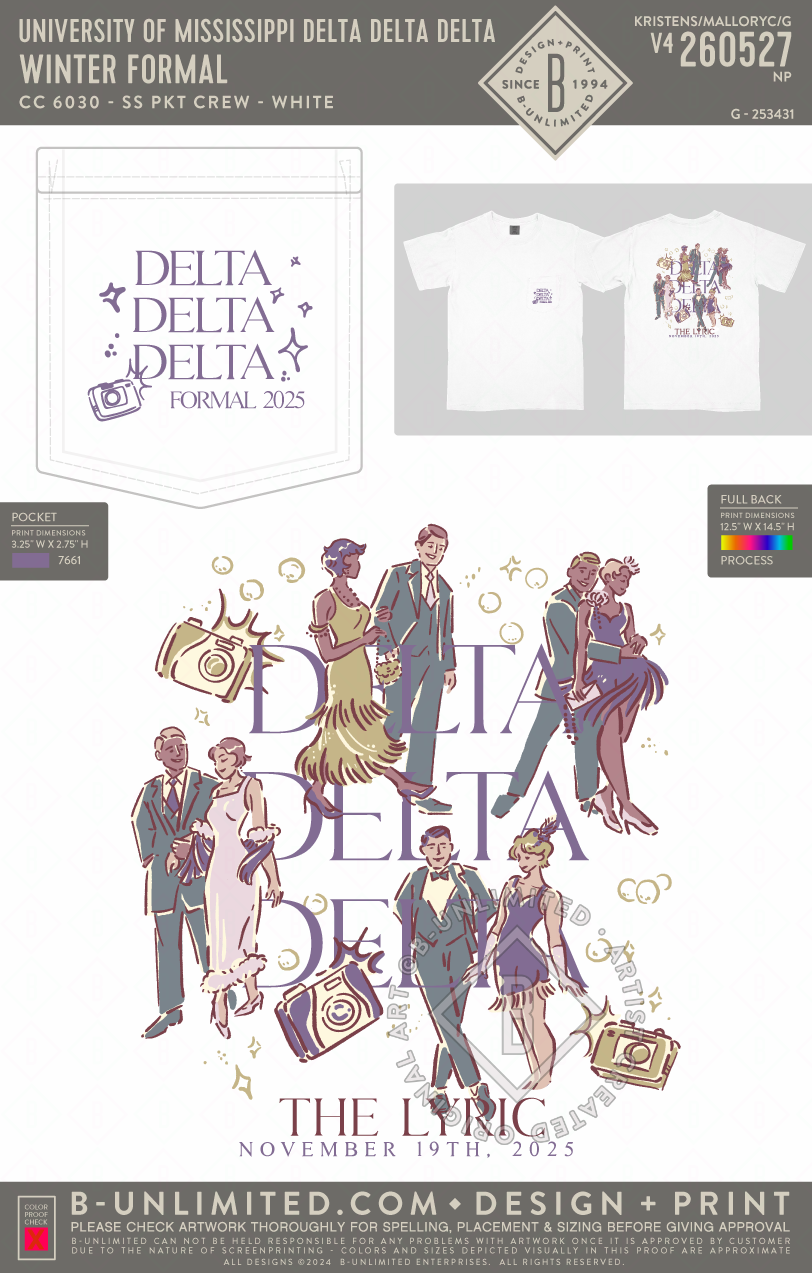 University of Mississippi Delta Delta Delta - Winter Formal - CC - 6030 - SS Pocket - White