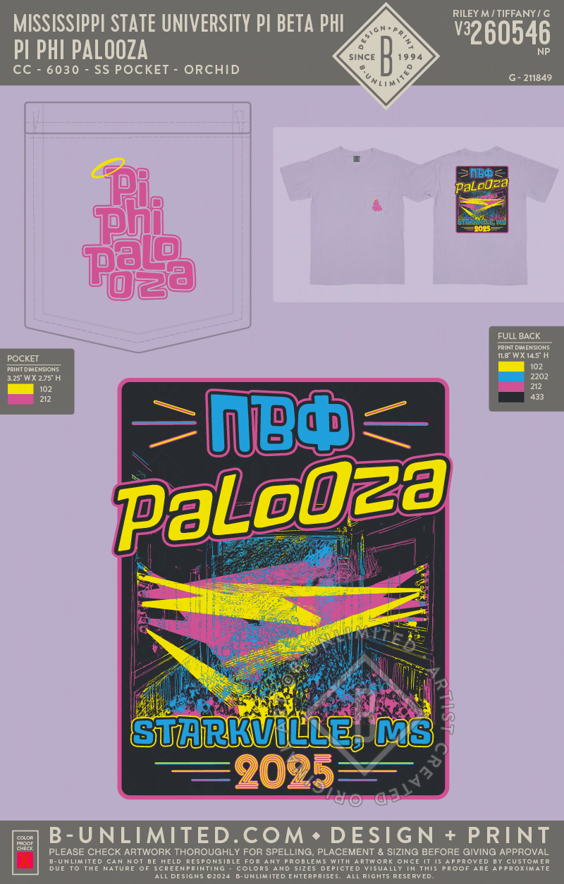 Mississippi State University Pi Beta Phi - Pi Phi Palooza - CC - 6030 - SS Pocket - Orchid