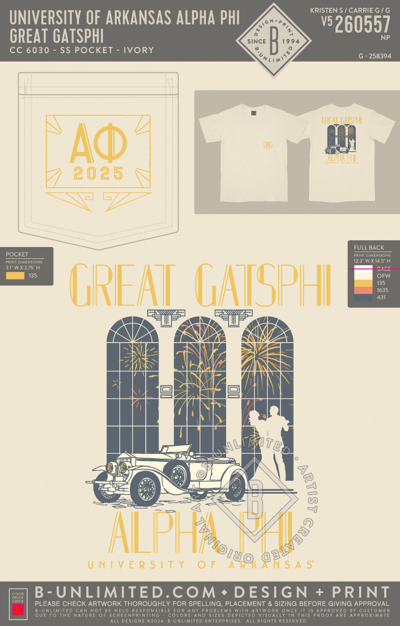 University of Arkansas Alpha Phi - Great Gatsphi - CC - 6030 - SS Pocket - Ivory