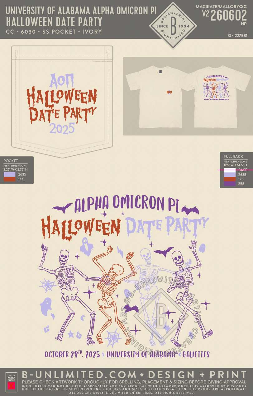 University of Alabama Alpha Omicron Pi - Halloween Date Party - CC - 6030 - SS Pocket - Ivory