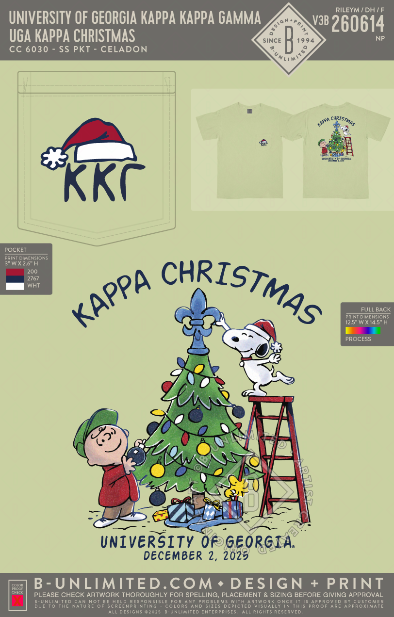 UGA KKG - UGA Kappa Christmas - CC - 6030 - SS Pocket - Celadon
