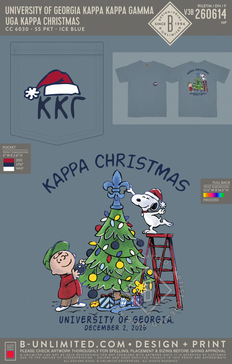 UGA KKG - UGA Kappa Christmas - CC - 6030 - SS Pocket - Ice Blue