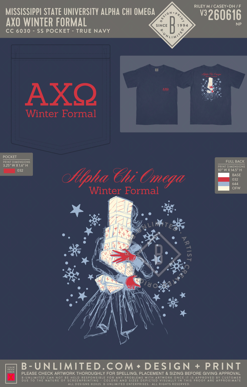 Mississippi State University Alpha Chi Omega - AXO Winter Formal - CC - 6030 - SS Pocket - True Navy