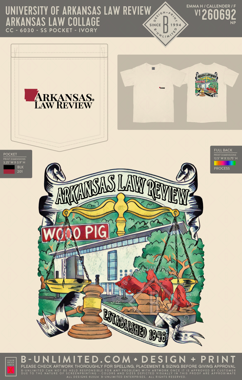 University of Arkansas Law Review - Arkansas Law Collage - CC - 6030 - SS Pocket - Ivory