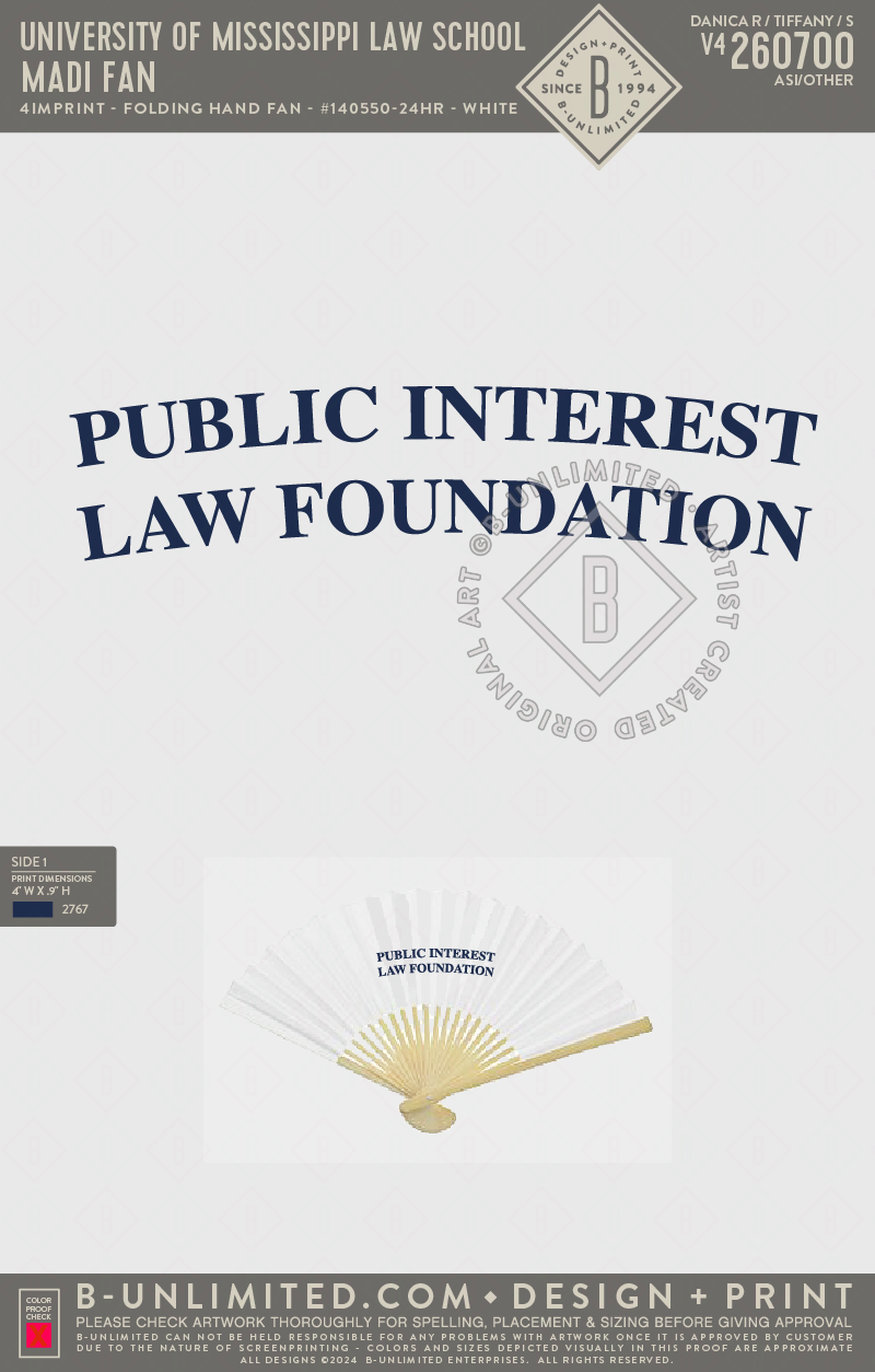 University of Mississippi Law School - Madi fan - 4Imprint - 140550-24HR - Folding Hand Fan - White