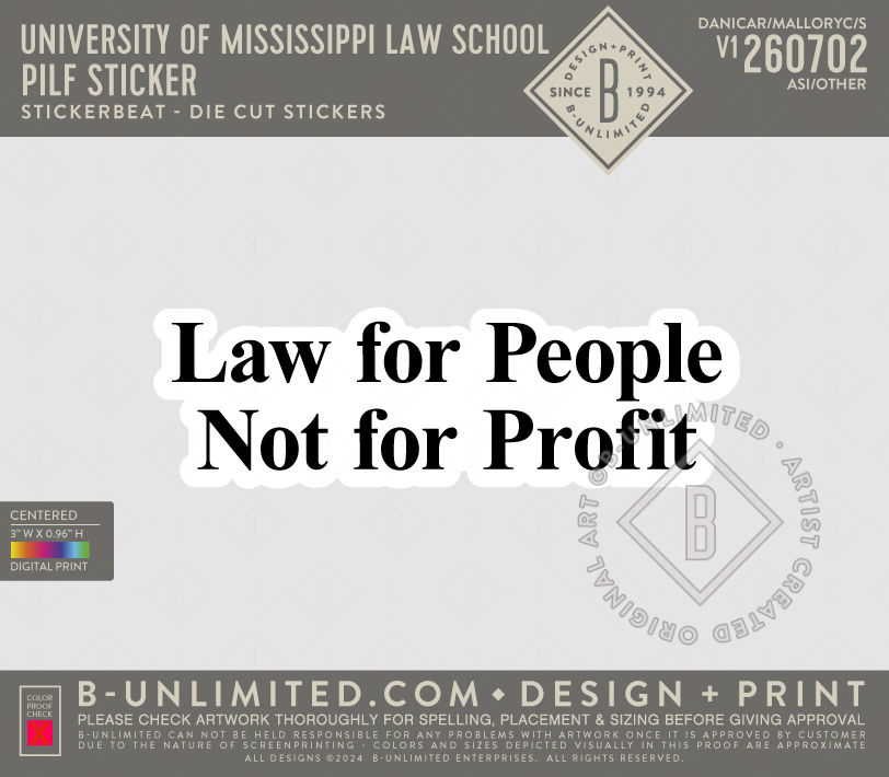 University of Mississippi Law School - PILF Sticker - Stickerbeat - Die Cut Stickers - White