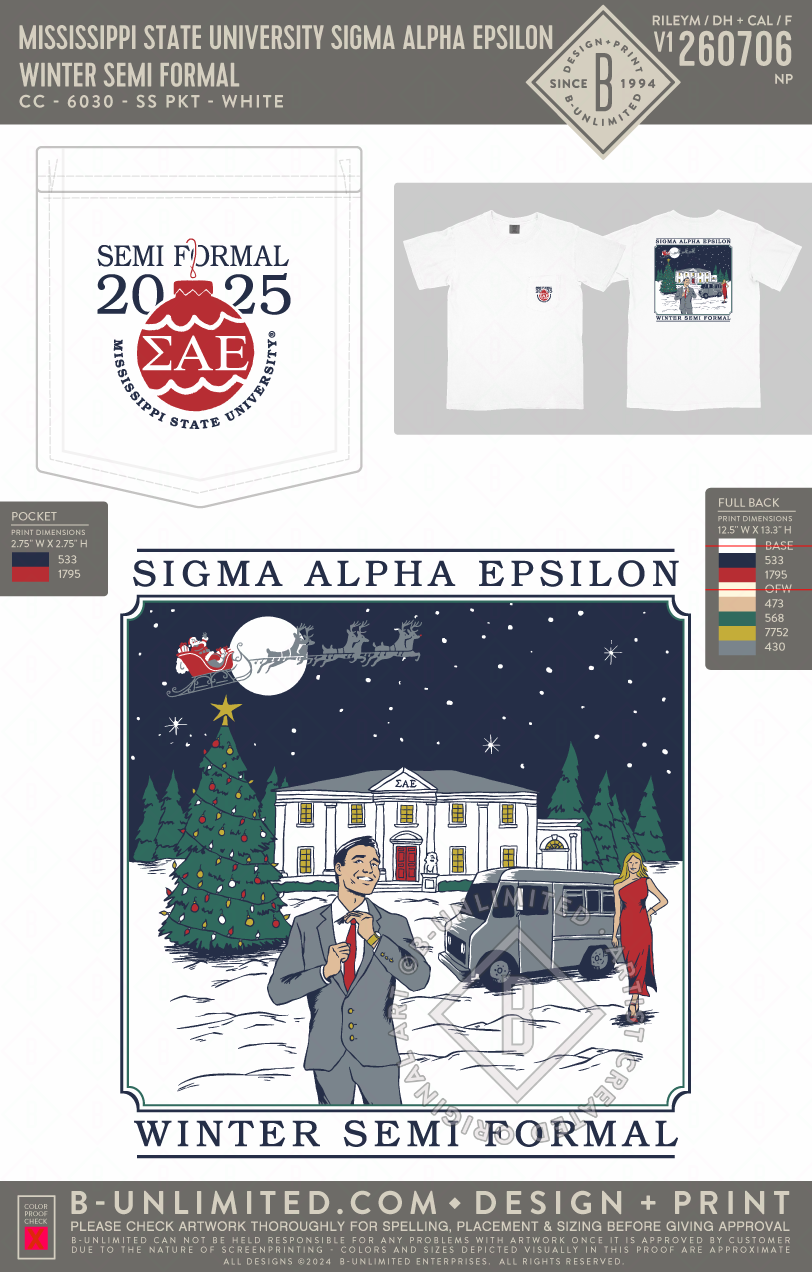 Mississippi State University Sigma Alpha Epsilon - Winter Semi Formal - CC - 6030 - SS Pocket - White