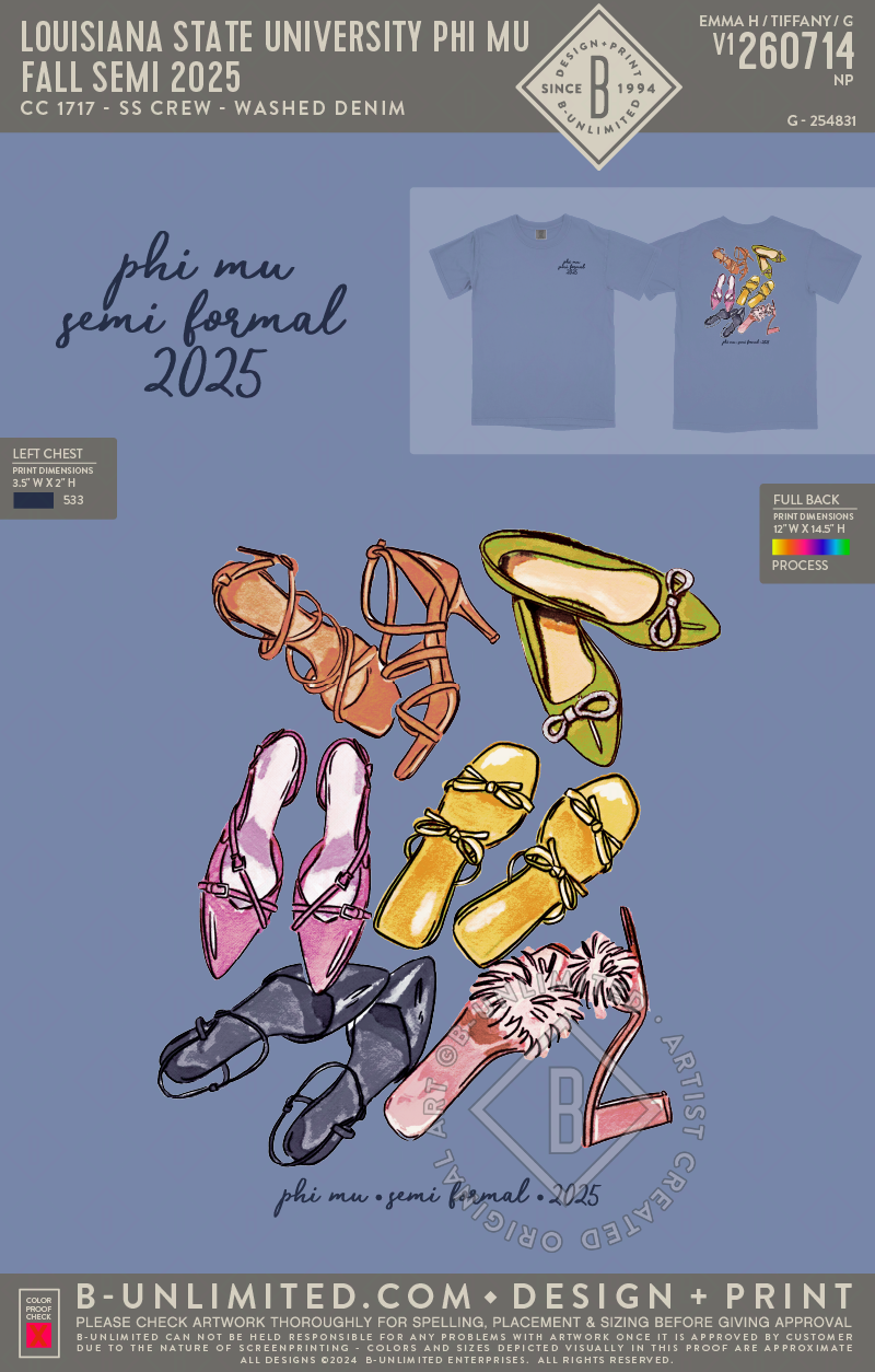 Louisiana State University Phi Mu - Fall Semi 2025 - CC - 1717 - SS Crew - Washed Denim