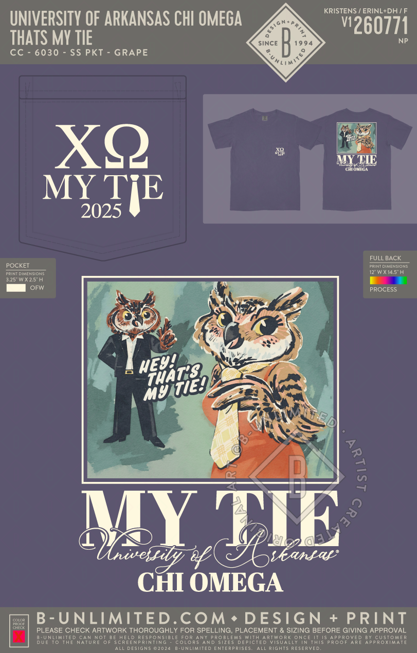University of Arkansas Chi Omega - Thats My Tie - CC - 6030 - SS Pocket - Grape