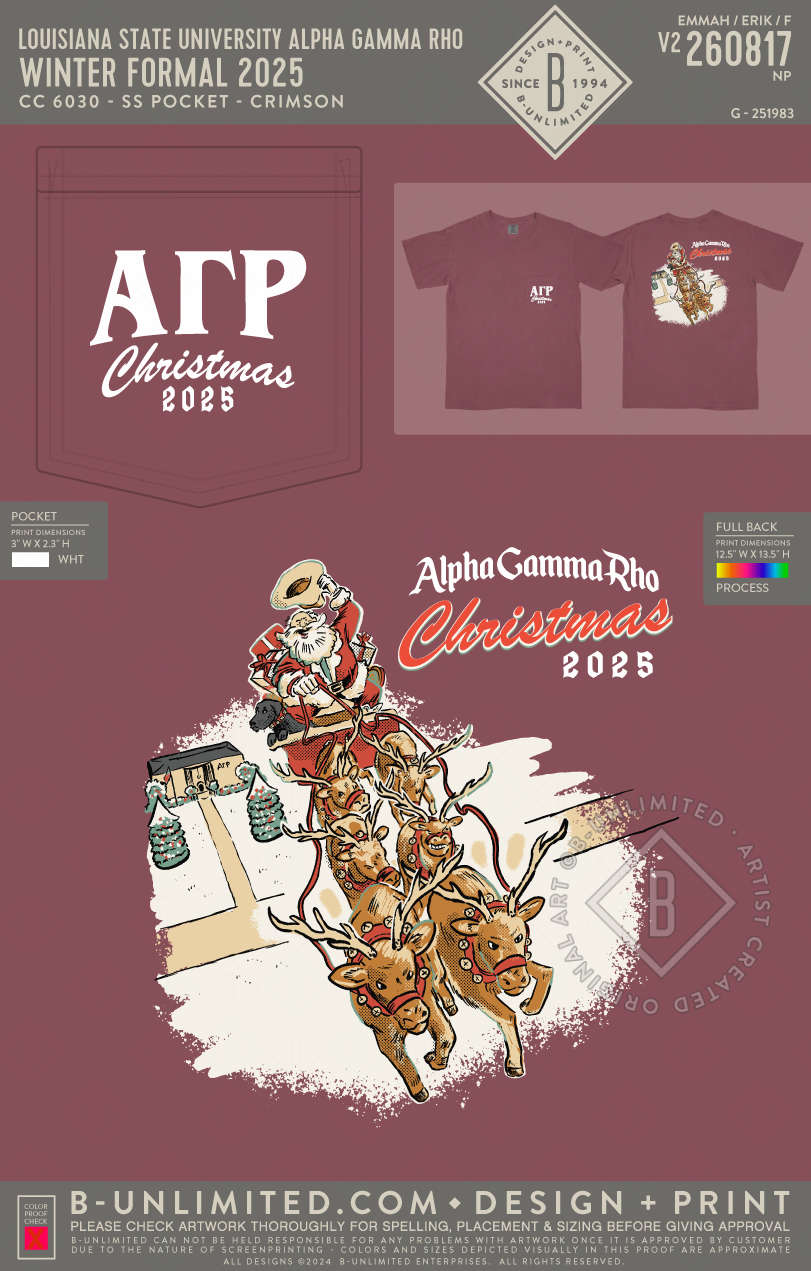 Louisiana State University Alpha Gamma Rho - Winter Formal 2025 - CC - 6030 - SS Pocket - Crimson