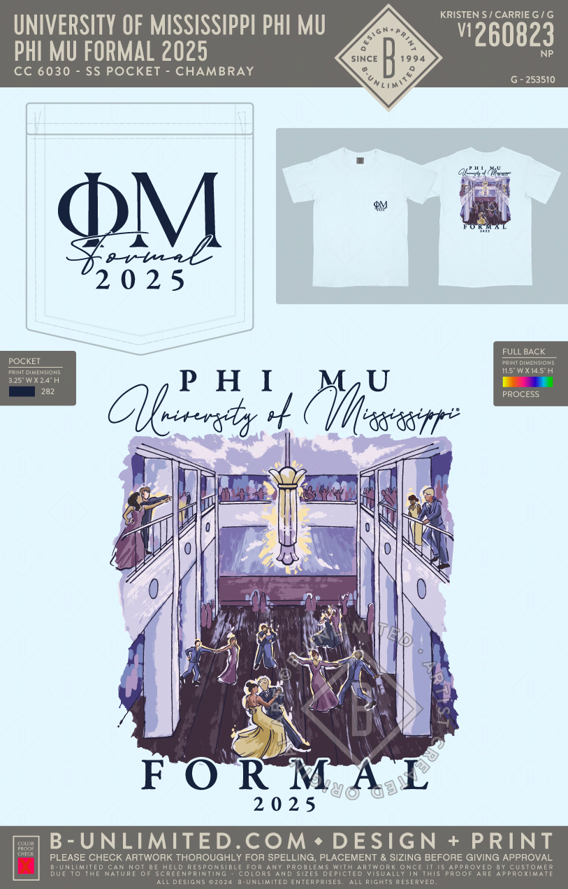 University of Mississippi Phi Mu - Phi Mu Formal 2025 - CC - 6030 - SS Pocket - Chambray
