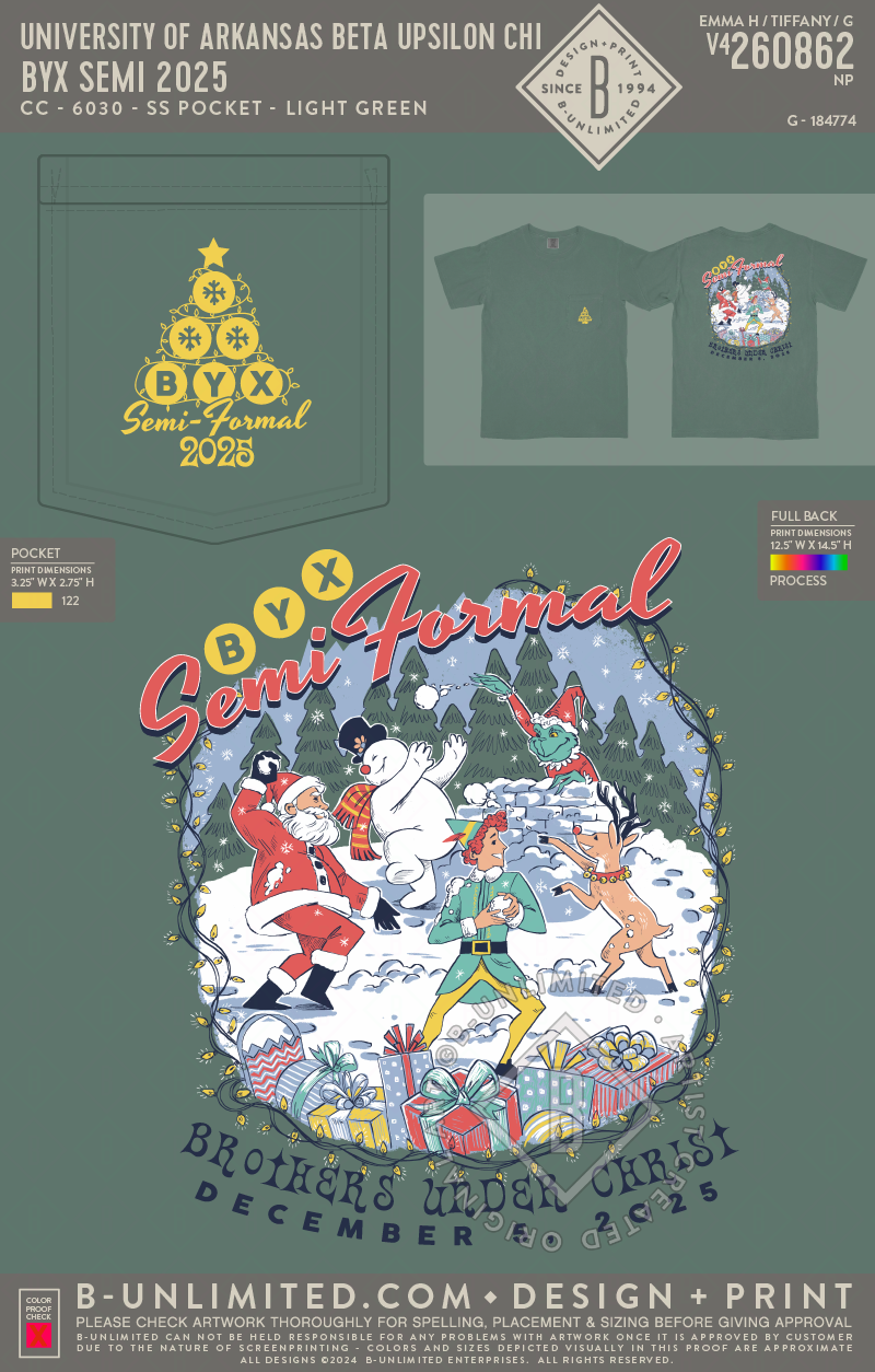 University of Arkansas Beta Upsilon Chi - BYX Semi 2025 - CC - 6030 - SS Pocket - Light Green
