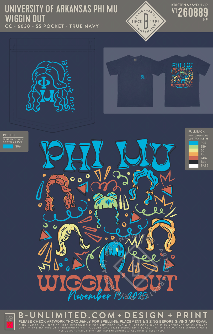 University of Arkansas Phi Mu - Wiggin Out - CC - 6030 - SS Pocket - True Navy