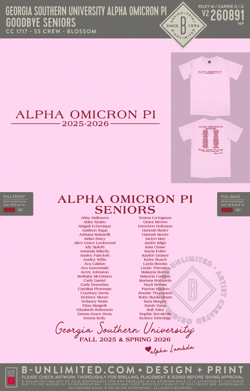Georgia Southern University Alpha Omicron Pi - Goodbye Seniors - CC - 1717 - SS Crew - Blossom