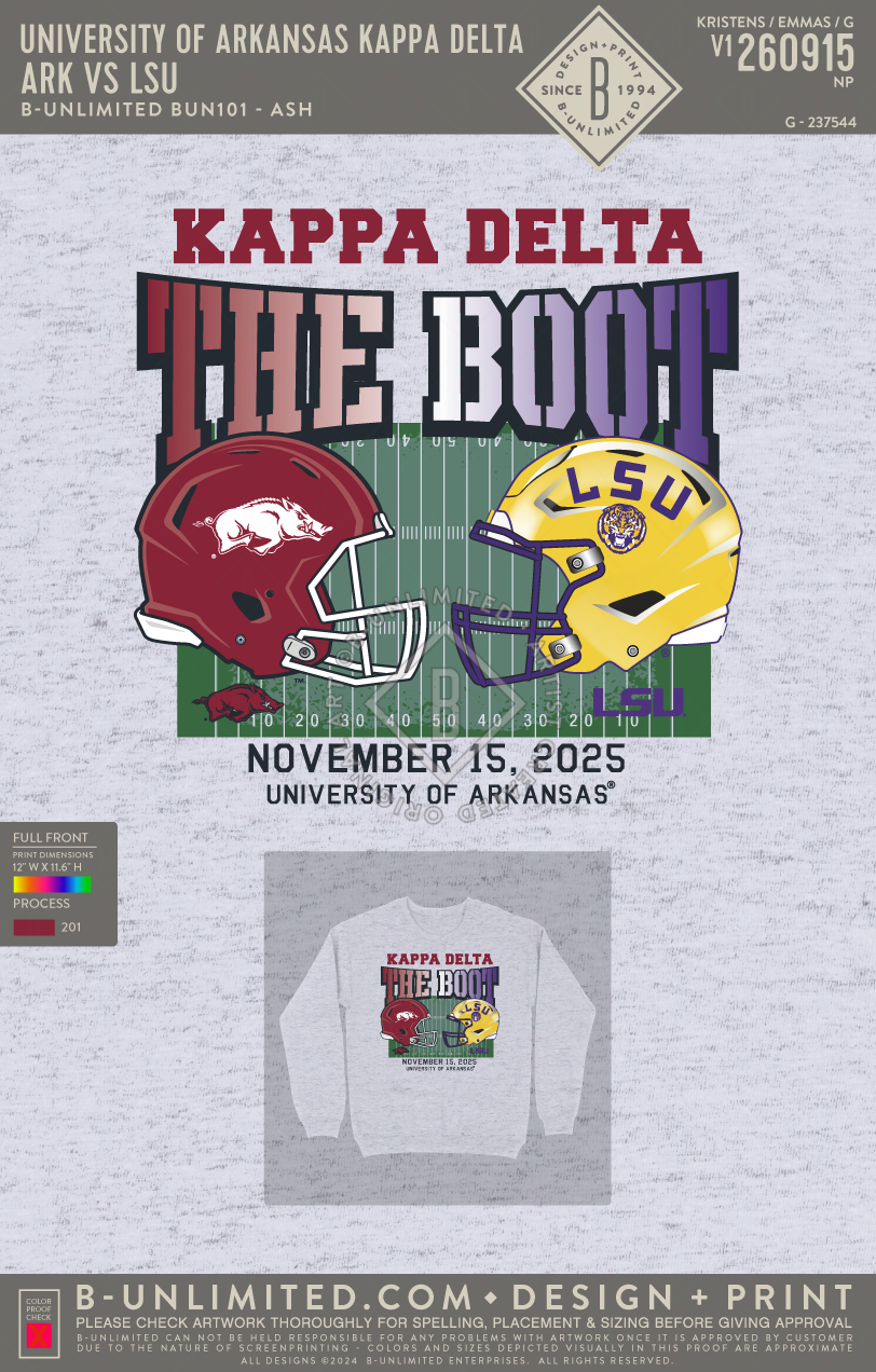 University of Arkansas Kappa Delta - ARK vs LSU - B-Unlimited BUN101 - Ash