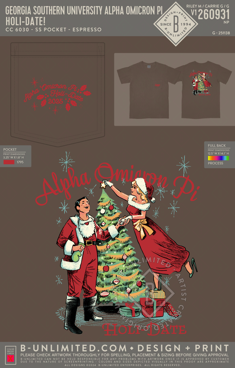 Georgia Southern University Alpha Omicron Pi - Holi-Date! - CC - 6030 - SS Pocket - Espresso