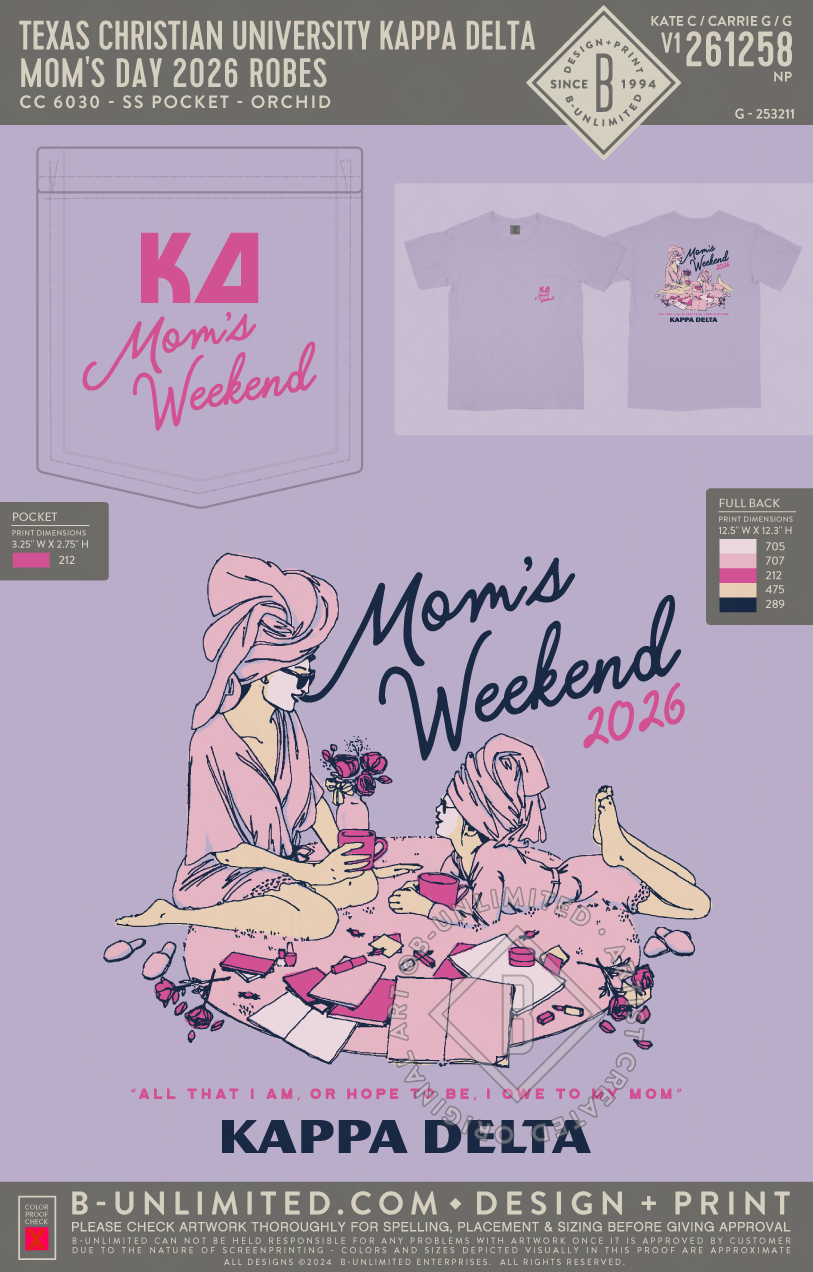 Texas Christian University Kappa Delta - Mom's Day 2026 Robes (EOS26) - CC - 6030 - SS Pocket - Orchid