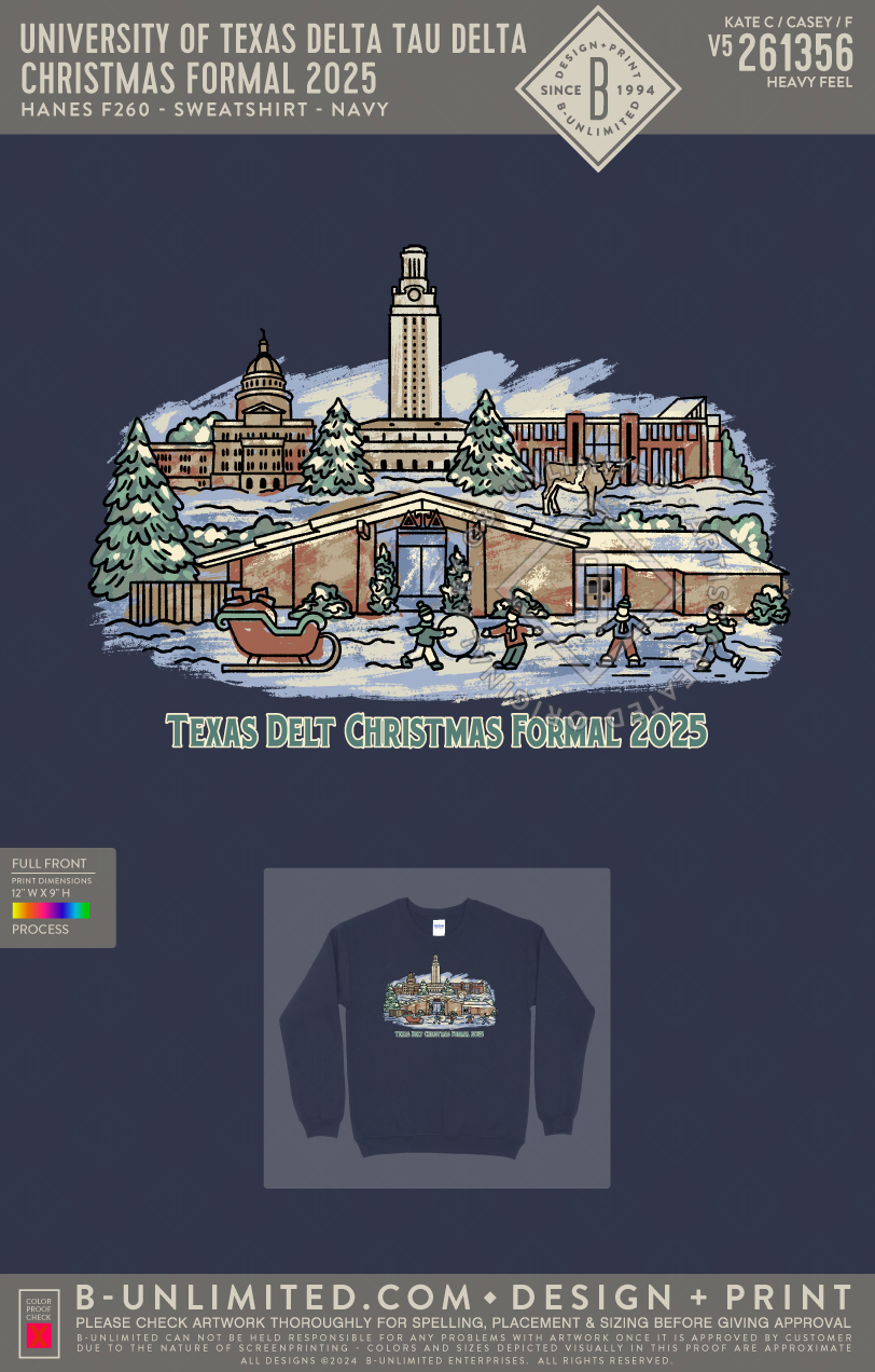 University of Texas Delta Tau Delta - Christmas Formal 2025 (EOS26) - Hanes - F260 - Sweatshirt - Navy