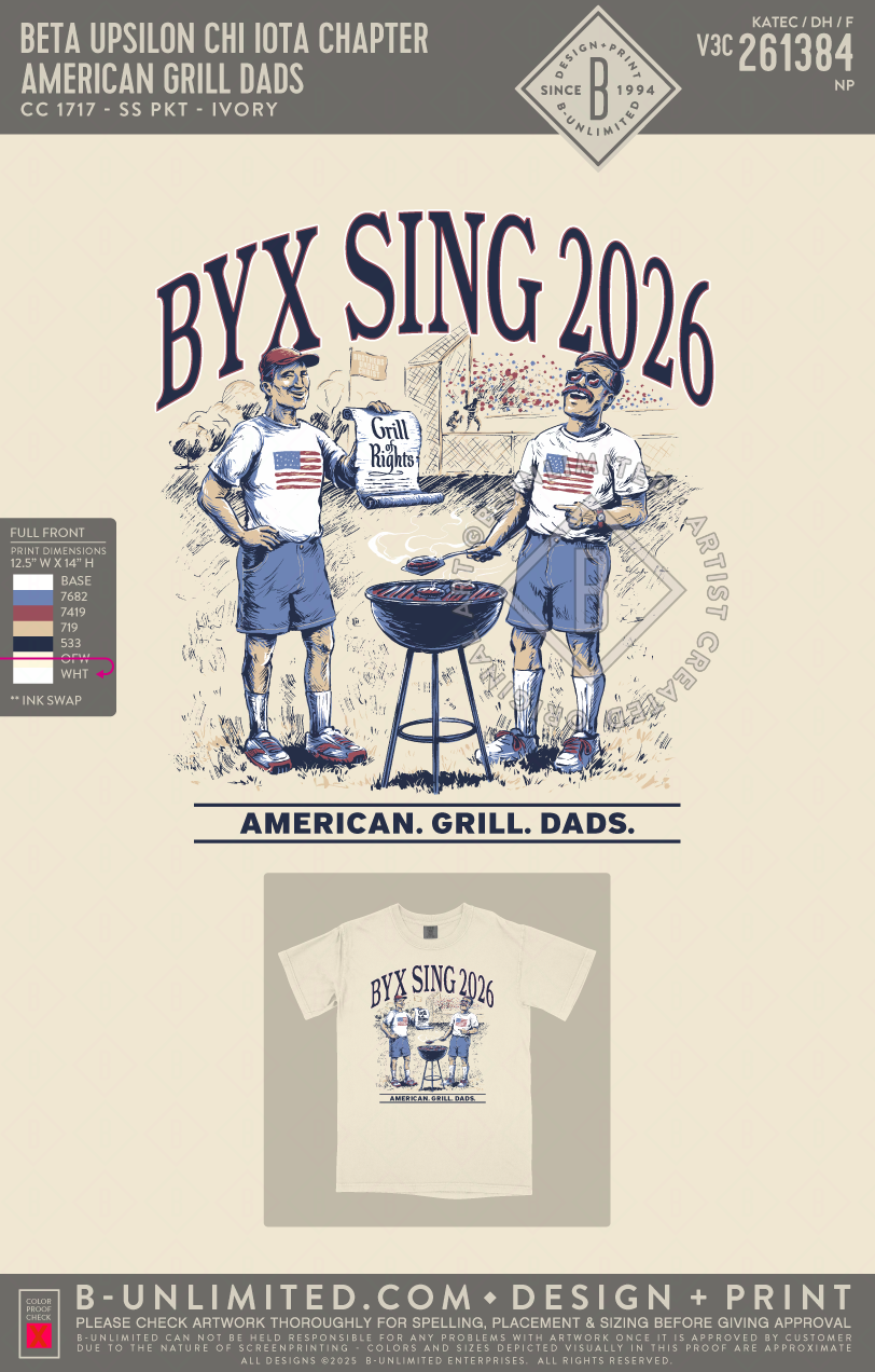 Baylor University Beta Upsilon Chi - American Grill Dads (EOS26) - CC - 1717 - SS Crew - Ivory