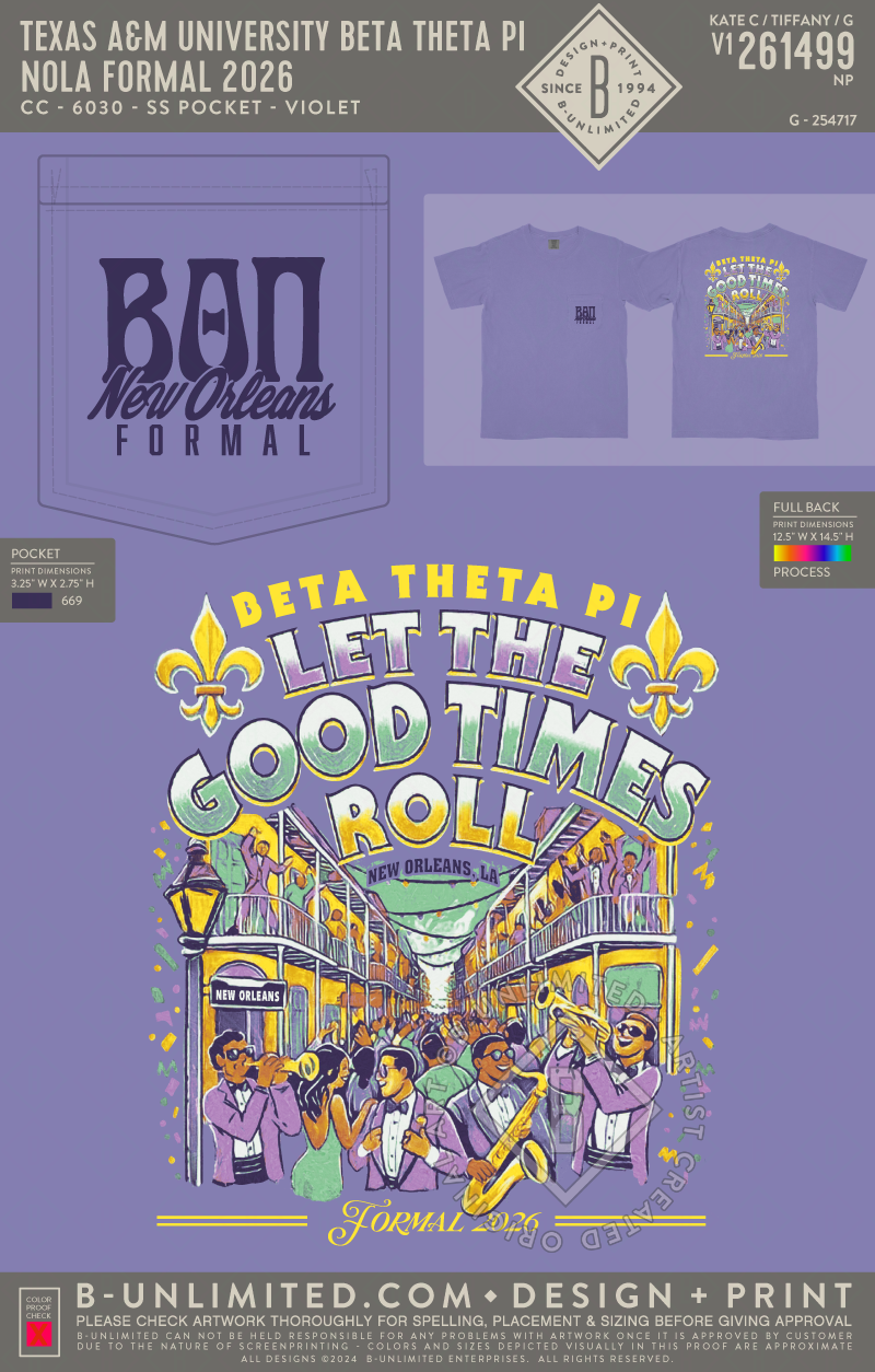 Texas A&M University Beta Theta Pi - Nola Formal 2026 (EOS26) - CC - 6030 - SS Pocket - Violet