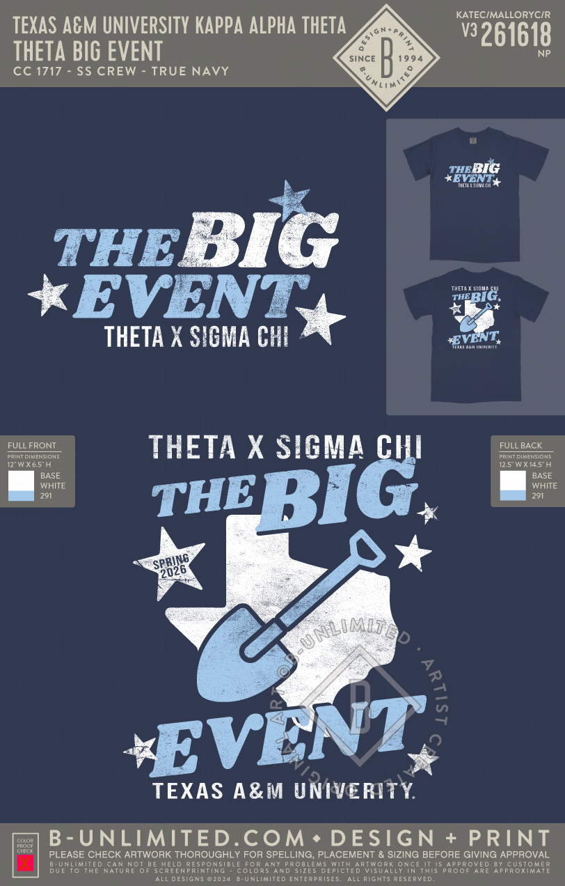 Texas A&M University Kappa Alpha Theta - Theta Big Event (EOS26) - CC - 1717 - SS Crew - True Navy