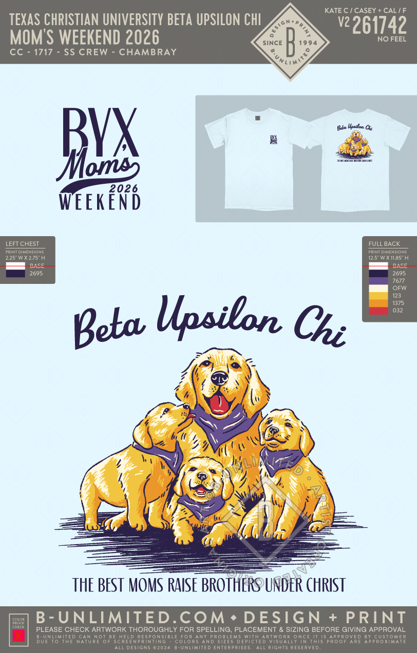 Texas Christian University Beta Upsilon Chi - Mom's Weekend 2026 (EOS26) - CC - 1717 - SS Crew - Chambray