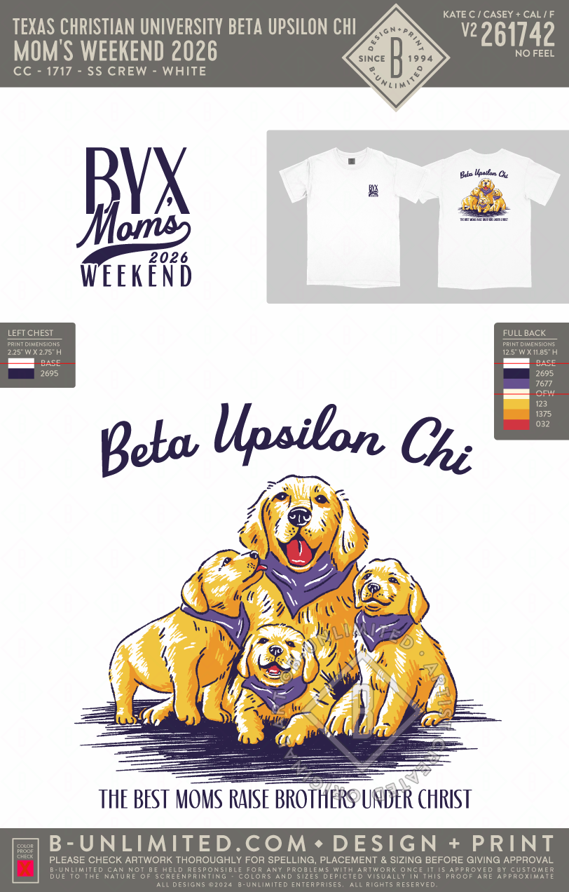 Texas Christian University Beta Upsilon Chi - Mom's Weekend 2026 (EOS26) - CC - 1717 - SS Crew - White