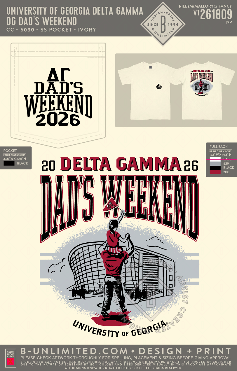 UGA DG - DG Dad's Weekend(EOS26) - CC - 6030 - SS Pocket - Ivory