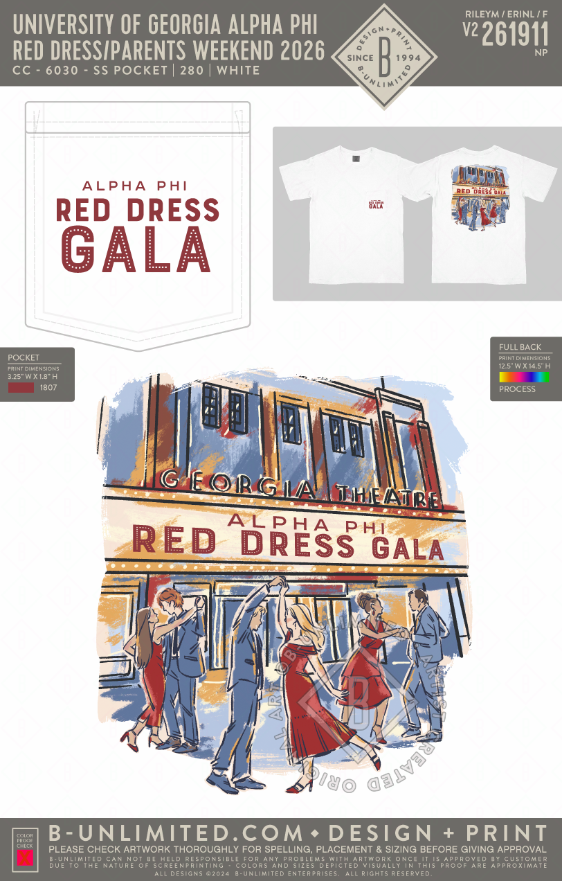 UGA APHI - Red Dress/Parents Weekend 2026(EOS26) - CC - 6030 - SS Pocket - White