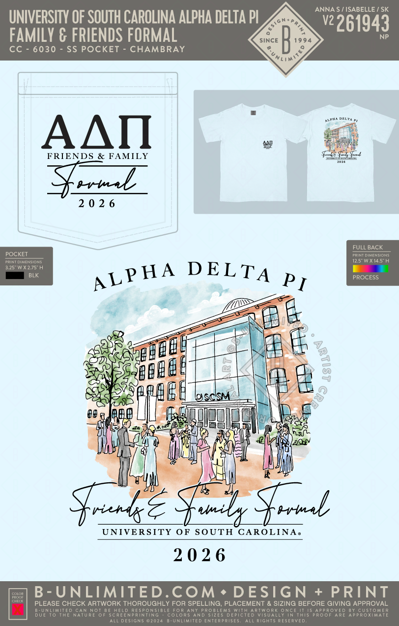 University of South Carolina Alpha Delta Pi - Family & Friends Formal (EOS26) - CC - 6030 - SS Pocket - Chambray